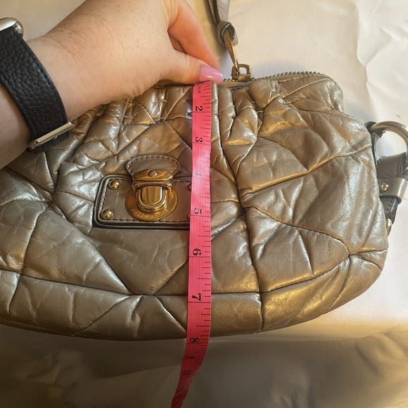 Marc Jacobs Camila Leather Quilted Patchwork Shoulder Bag Purse Italy Gold - Picture 15 of 16